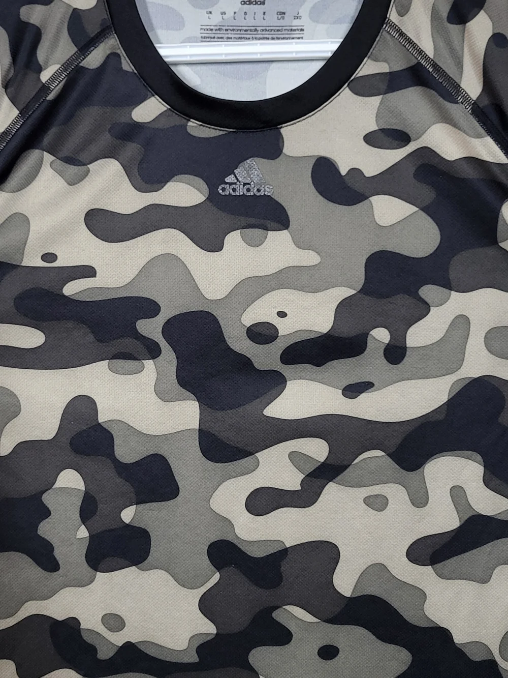 adidas Camo Short Sleeve Performance Tee - Black & Gray & Olive - Picture 2 of 12